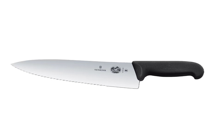 Victorinox Chef Knife, Wide Serrated Blade, Fibrox Handle, 25cm