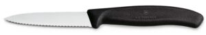 Serrated Paring Knife, Black Handle, 8cm