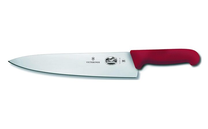 Victorinox Chef Knife, Wide Blade, Fibrox Red Handle, 25cm