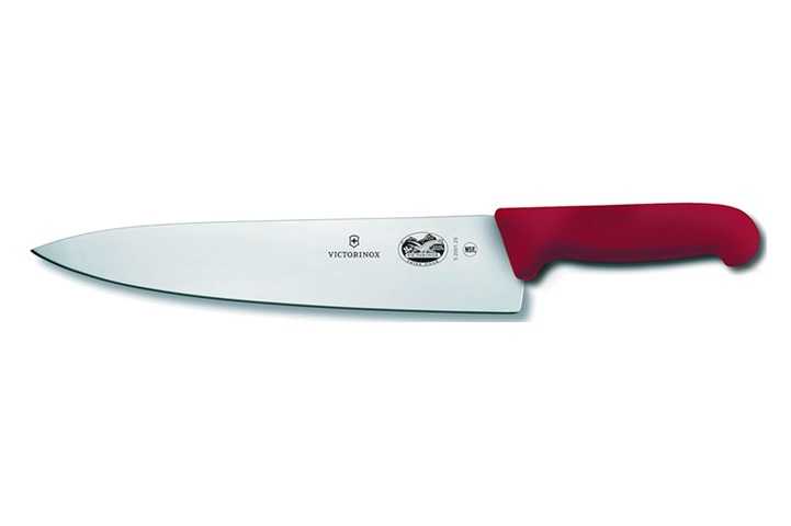 Victorinox Chef Knife, Wide Blade, Fibrox Red Handle, 25cm