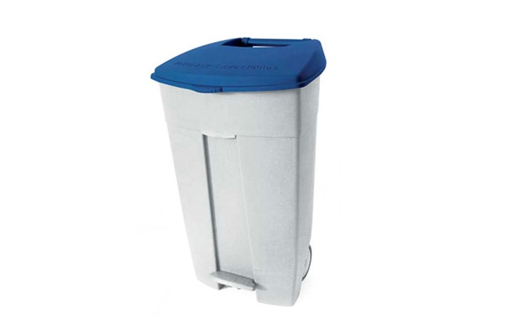 blue 120 Mobile Waste Bin Blue Lid, 120 L