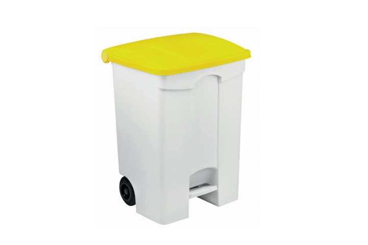 yellow 70 Mobile Waste Bin Yellow Lid, 70 L