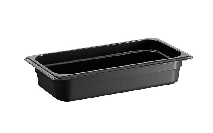 black gn 1-3-65 Black Polycarbonate Container GN 1/3 – 65 mm