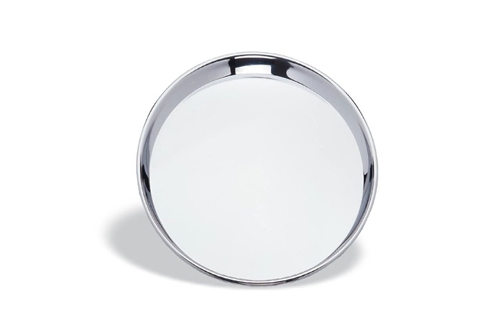 pujadas service tray Stainless Steel Round Serving Tray, 35 cm
