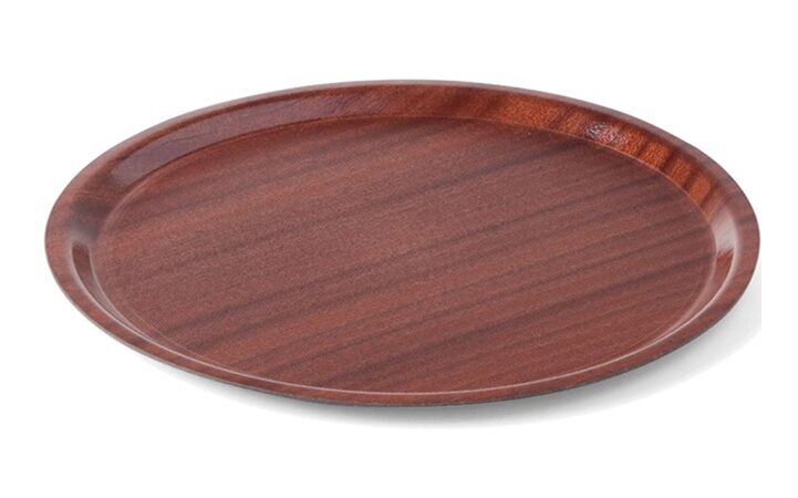 Wooden Round Non-Slip Serving Tray, 33 cm
