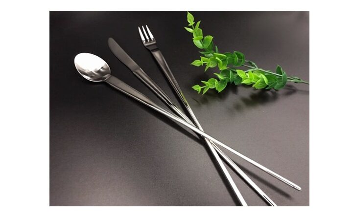 Set of Long Handle Spoon + Fork + Knife / 3 Pieces