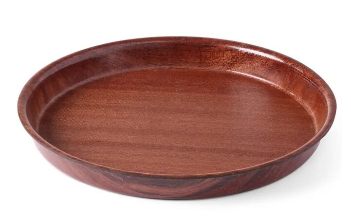 Wooden Round Non-Slip Deep Serving Tray, 36 cm
