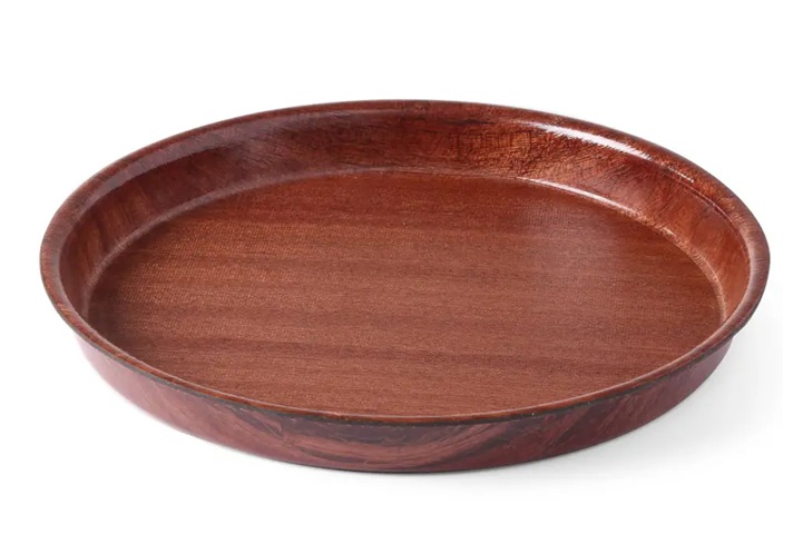 deep round tray wood Wooden Round Non-Slip Deep Serving Tray, 36 cm