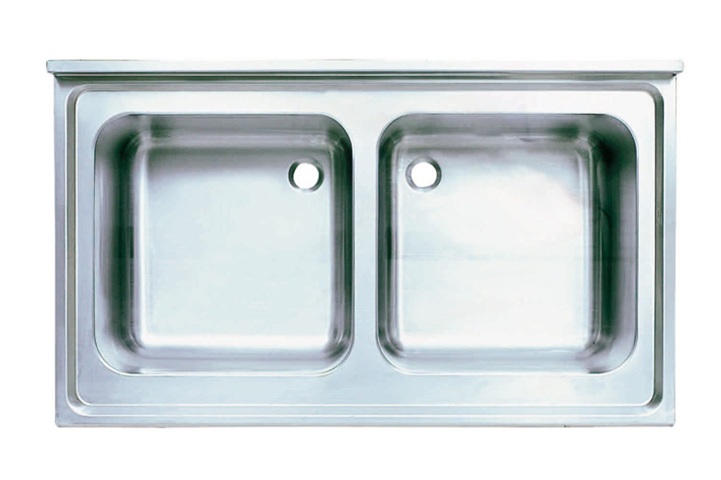 Stainless Steel Double Bowl Sink Top, 120 cm